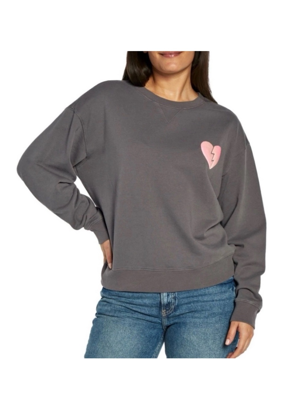 Wildfox I Wish It Was Saturday Grey Sweatshirt Heart Graphic 💔 Size XL